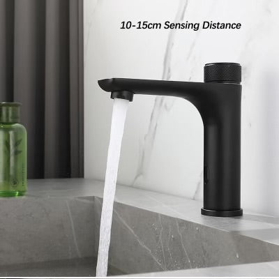 #1463 matte black infrared sensor waterfall vanity faucet