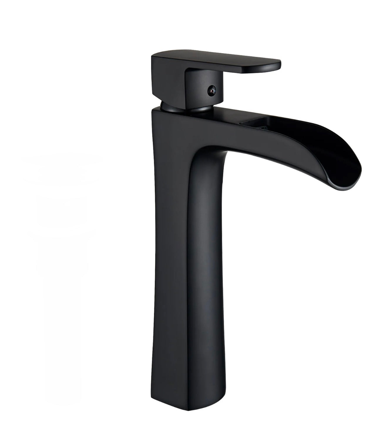 Matte black waterfall vessel faucet