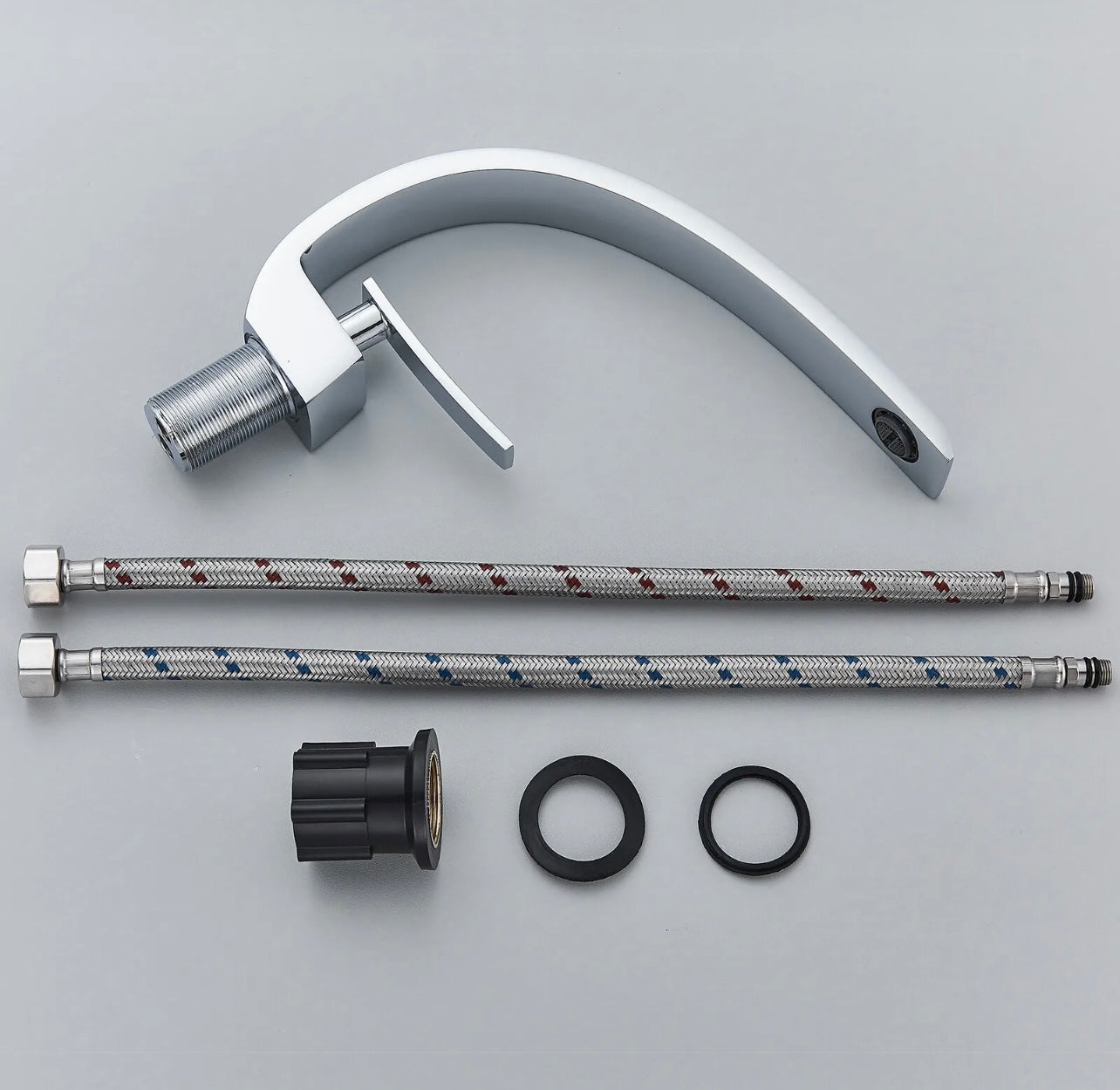 #1382 POLISHED CHROME CURVED WATERFALL VANITY FAUCET