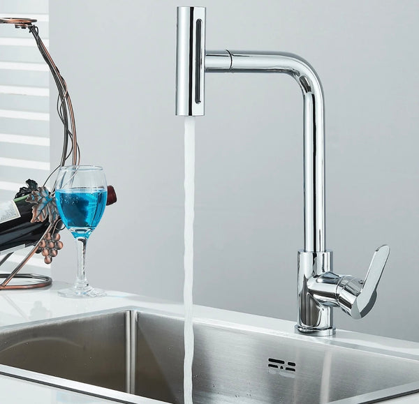 #1581 CHROME PULL-OUT 4 MODES KITCHEN FAUCET