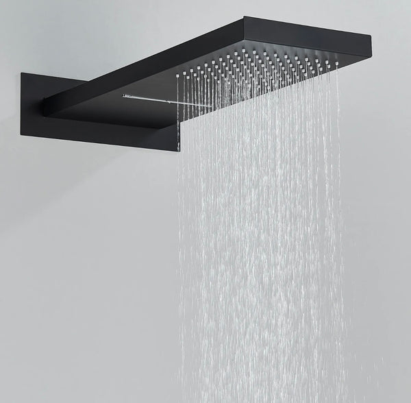 #1016 Shower Faucet Set w/Thermostatic Valve System Rain Waterfall Shower Head Combo