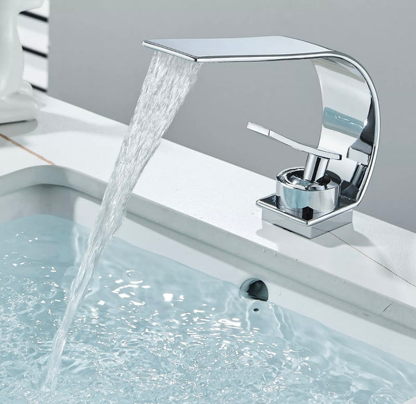 #1473 CHROME CURVE WATERFALL VANITY FAUCET