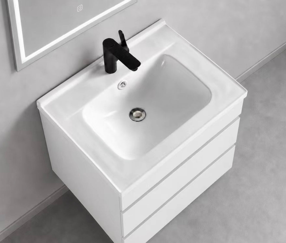 #1721 SG-9243 24-Inch White Floating Vanity Set with LED Mirror