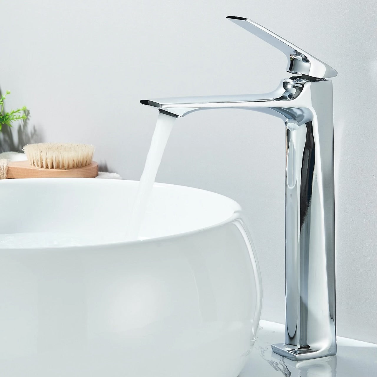 #1495 POLISHED CHROME GILD EDGE WATERFALL VESSEL SINK FAUCET