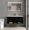 SG-9318 40-Inch Matte Black Floating Vanity Set with LED Mirror