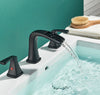 #1488 MATTE BLACK WIDESPREAD 8-INCH WATERFALL VANITY FAUCET