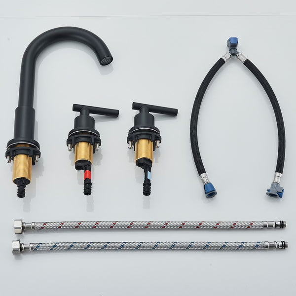 #1482 MATTE BLACK WATERFALL 8-INCH WIDESPREAD VANITY FAUCET