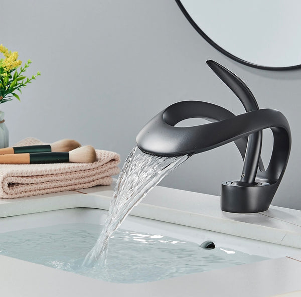 #1388 MATTE BLACK LAVATORY WATERFALL FAUCET