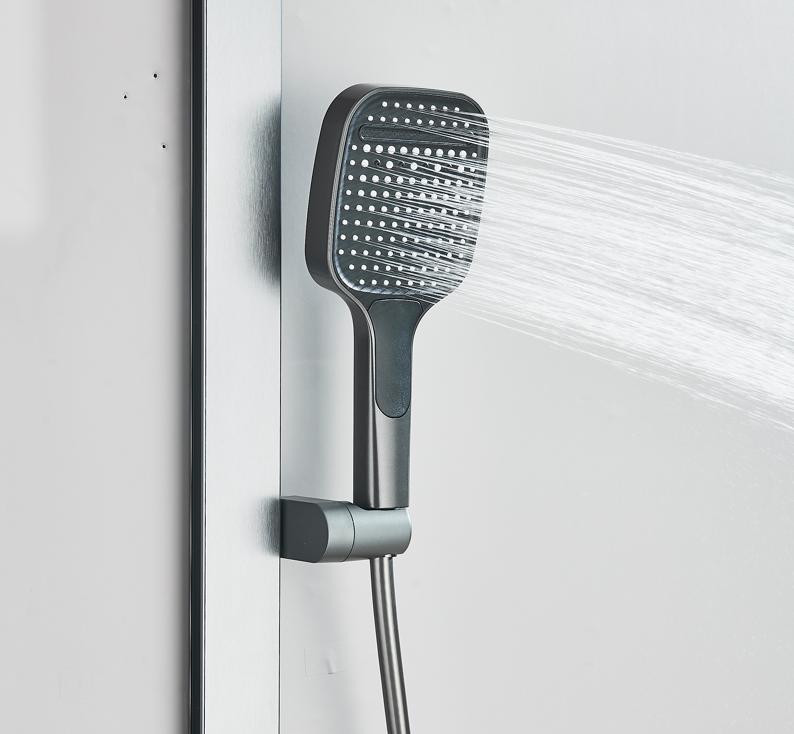 #1183 Matte Grey 4-in-1 Exposed Shower System with LCD Temperature Display with Piano Keys