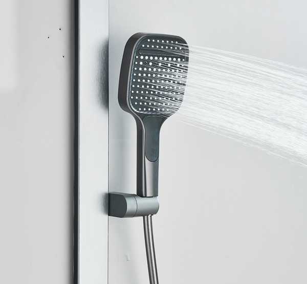 #1183 Matte Grey 4-in-1 Exposed Shower System with LCD Temperature Display with Piano Keys