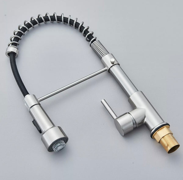 #1550 BRUSHED NICKEL LED PULL-DOWN KITCHEN FAUCET WITH DUAL SPRAY HEAD