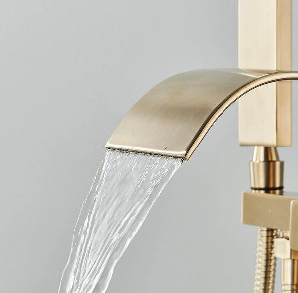 #1603 Brushed gold 2 function waterfall spout tub filler faucet