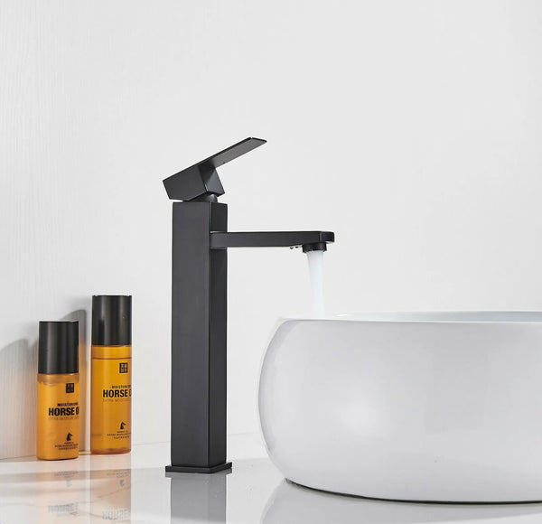 #1393 MATTE BLACK LAVATORY WATERFALL VESSEL FAUCET