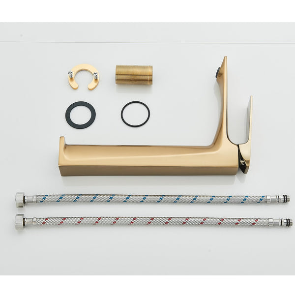 #1492 BRUSHED GOLD GILD EDGE WATERFALL VESSEL SINK FAUCET