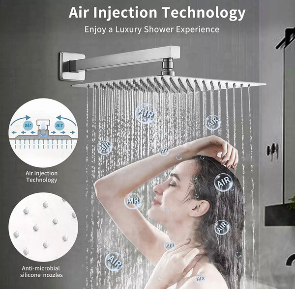 #1014 12 INCH BRUSHED NICKEL 2 FUNCTIOM WALL MOUNT SHOWER SYSTEM