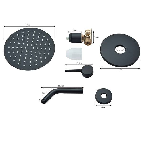#1037 8 INCH MATTE BLACK SINGLE FUNCTION SHOWER SYSTEM