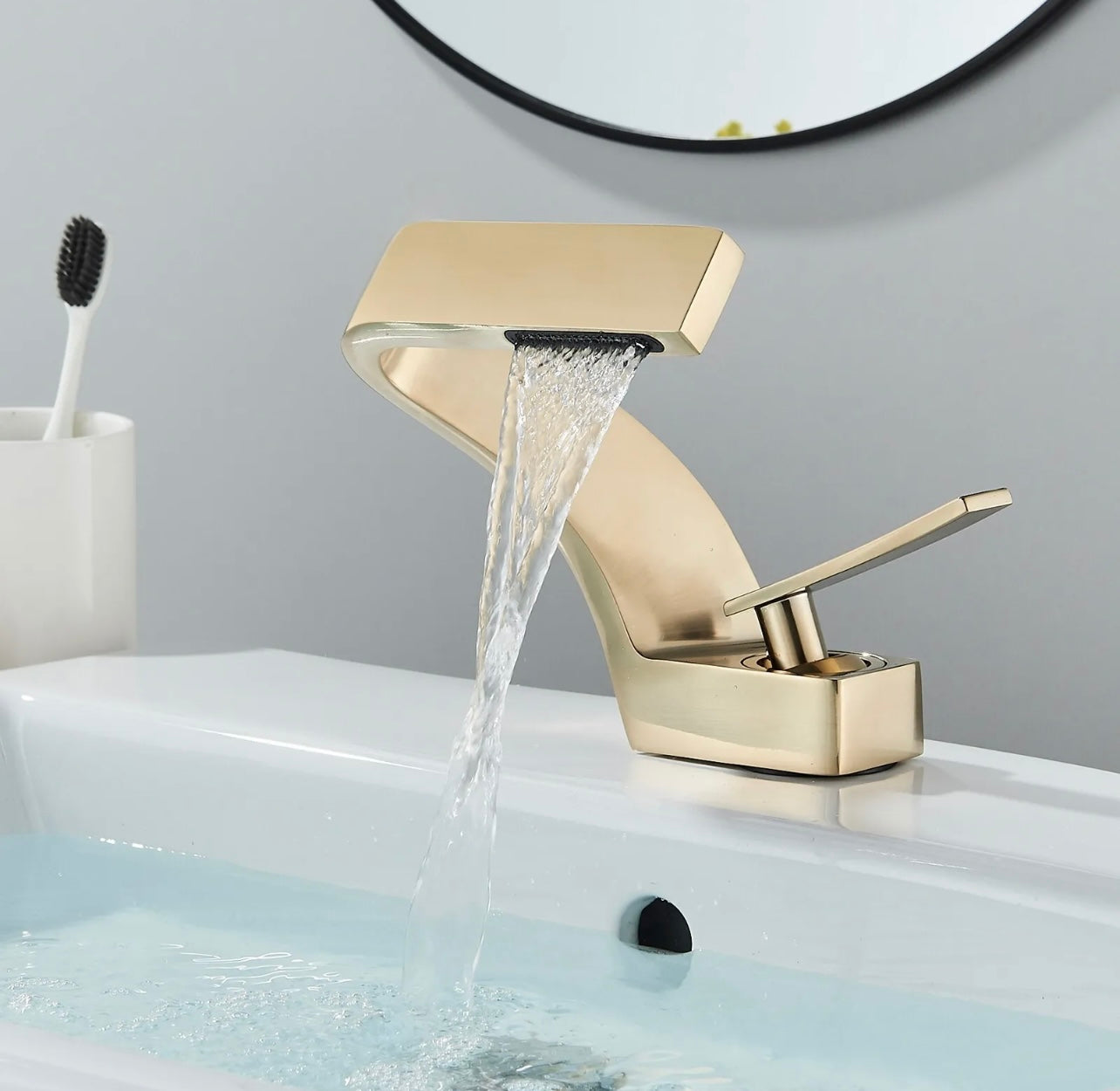 Waterfall Bathroom Sink Faucet 1 Hole Vanity Basin Mixer Single Handle Tap