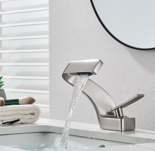 #1384 BRUSHED NICKEL WATERFALL VANITY FAUCET