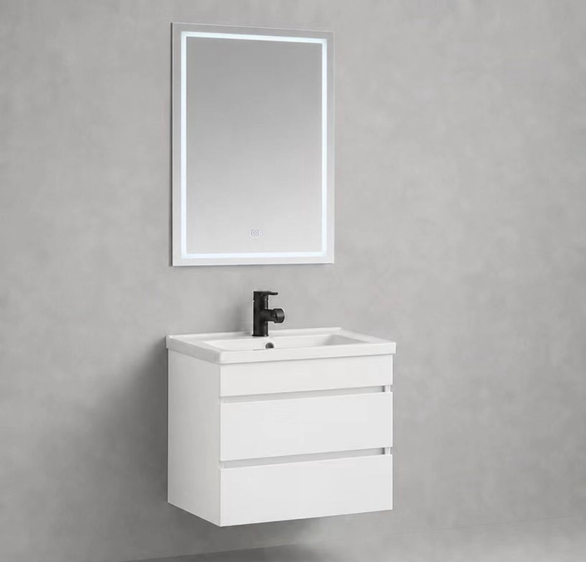 #1721 SG-9243 24-Inch White Floating Vanity Set with LED Mirror
