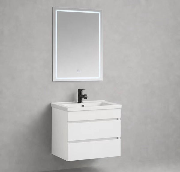 #1721 SG-9243 24-Inch White Floating Vanity Set with LED Mirror