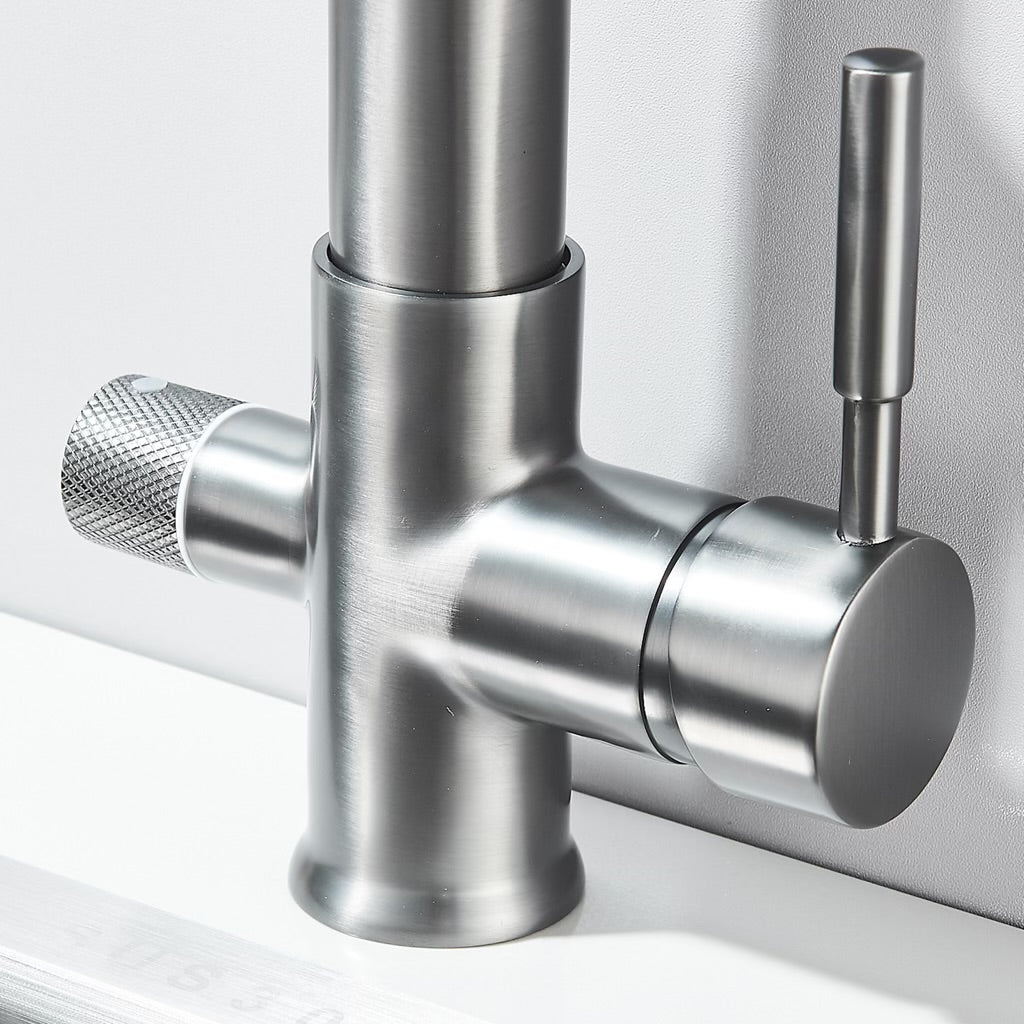 #1547 MATTE GRAY PULL-DOWN  DUAL SPRAY-HEAD TAP WATER + PURIFIED WATER KITCHEN FAUCET