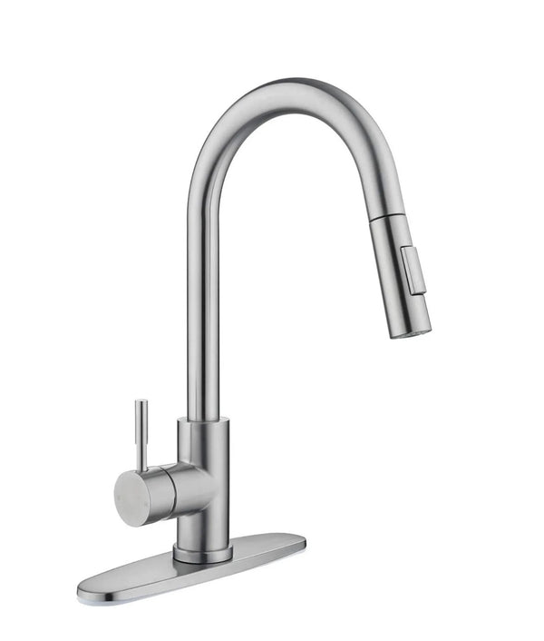 #1575 BRUSHED NICKEL PULL-OUT KITCHEN FAUCET WITH DUAL SPRAY HEAD