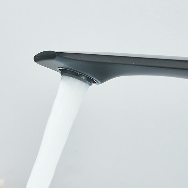 #1496 MATTE BLACK GILD EDGE WATERFALL VESSEL SINK FAUCET
