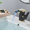 #1472 TWO TONE BLACK & GOLD WATERFALL LED VANITY FAUCET