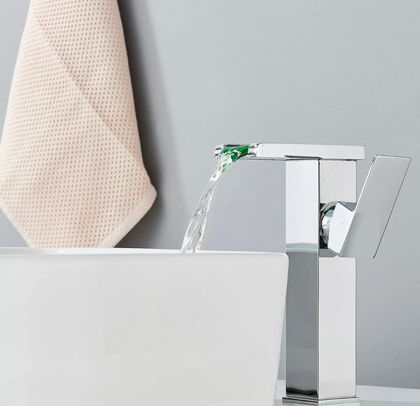 #1445 Chrome led waterfall vessel faucet