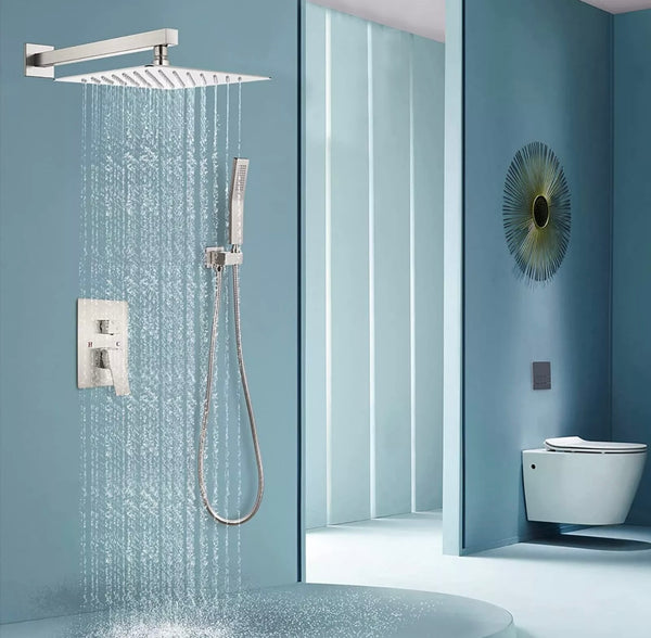 #1014 12 INCH BRUSHED NICKEL 2 FUNCTIOM WALL MOUNT SHOWER SYSTEM