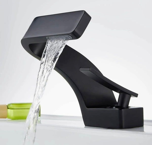 #1385 MATTE BLACK WATERFALL VANITY FAUCET