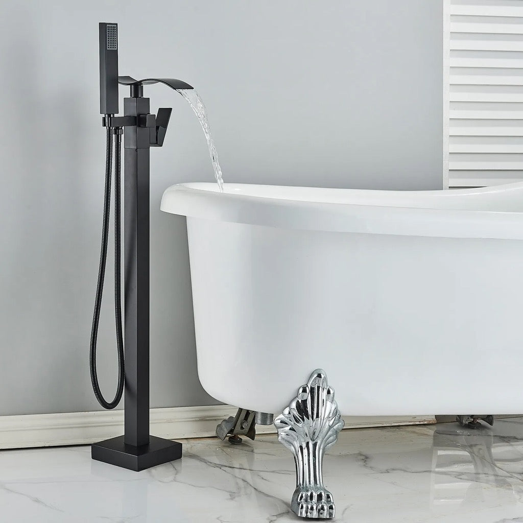 Matte black 2 function waterfall tub filler faucet