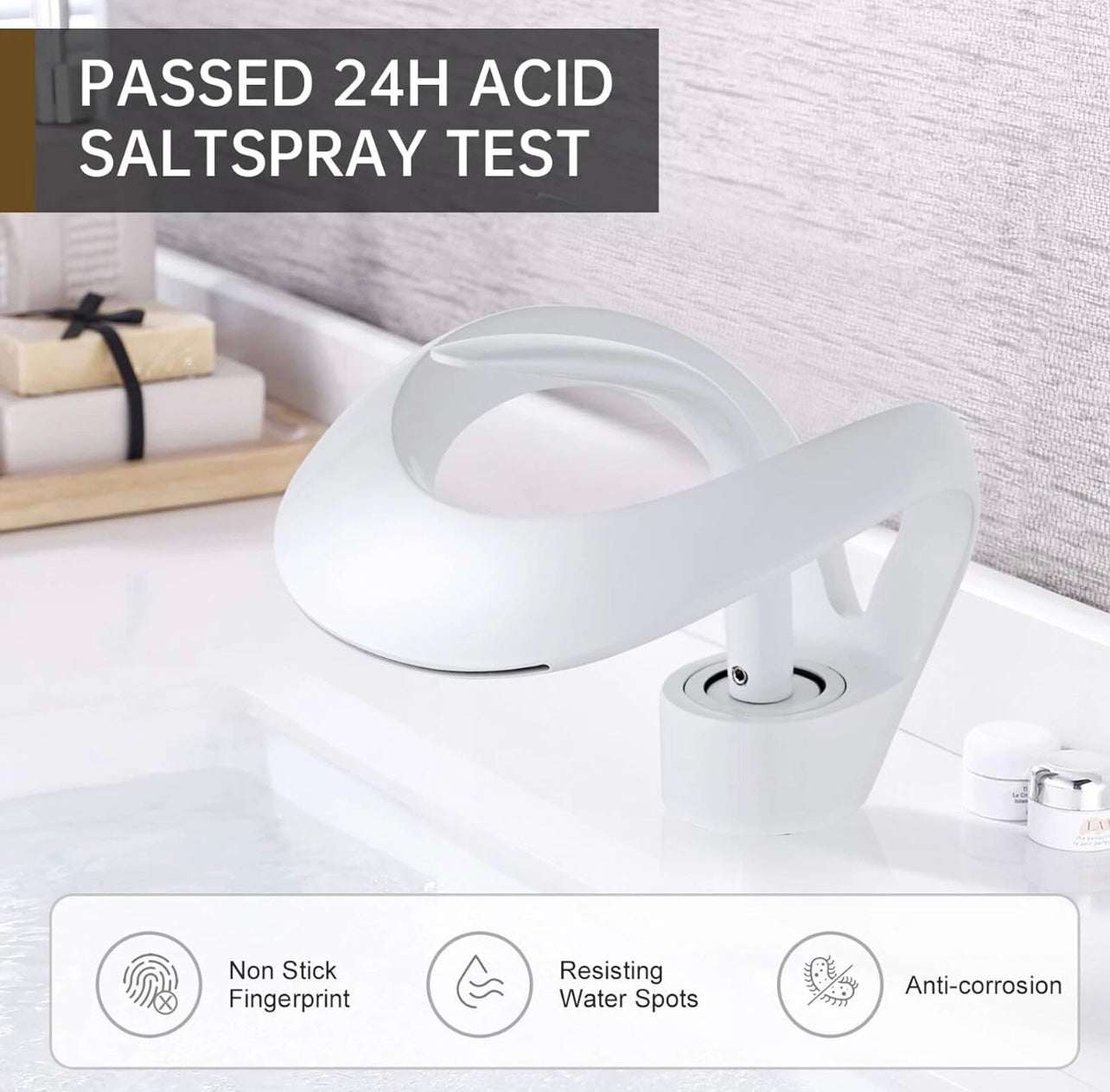 #1403 WHITE LAVATORY WATERFALL FAUCET