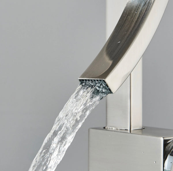 #1474 BRUSHED NICKEL HIGH ARC WATERFALL VANITY FAUCET