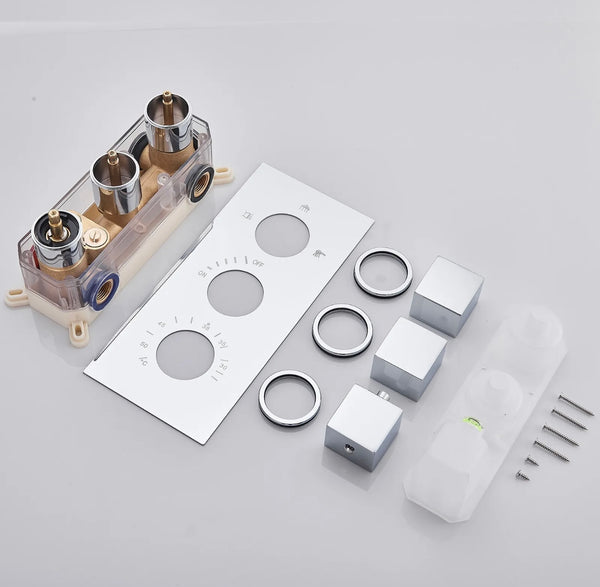 16x32 inch chrome led 3 function ceiling mount shower system with 6x massage jets