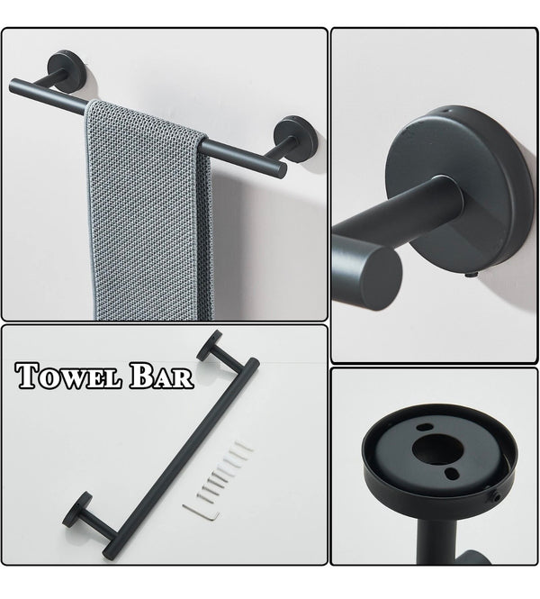 6pcs Matte Black Towel Rack Set