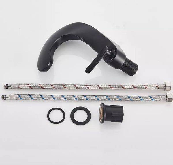 #1459 MATTE BLACK ARCTIC CURVED WATERFALL VANITY FAUCET