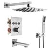 #1051 12-INCH BRUSHED NICKEL 3 FUNCTION SMART THERMOSTAT BUTTON PRESS SHOWER SYSTEM