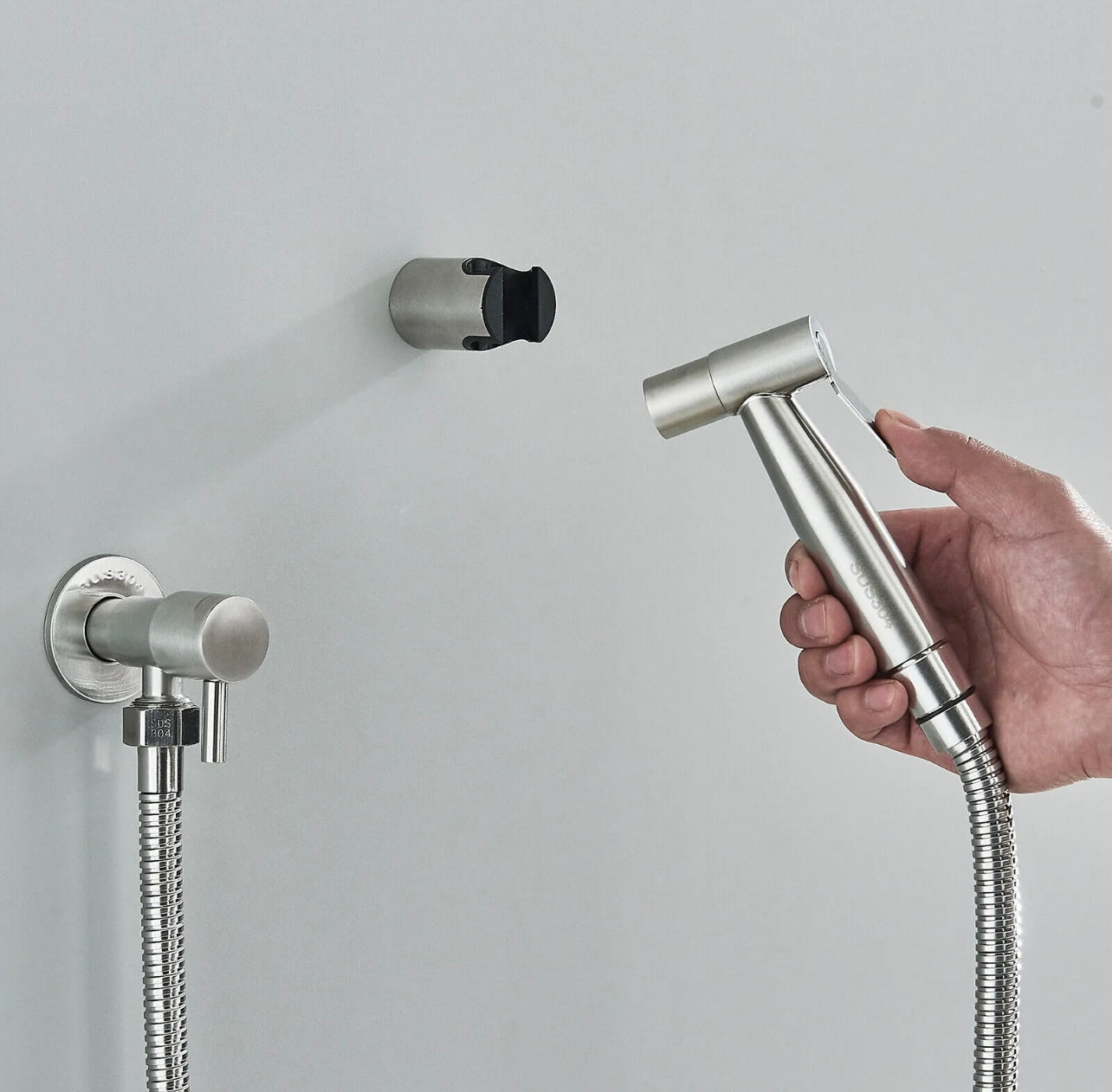 Bidet Sprayer Kit with Hand Held Toilet Bathroom Shower Wash Stainless Steel