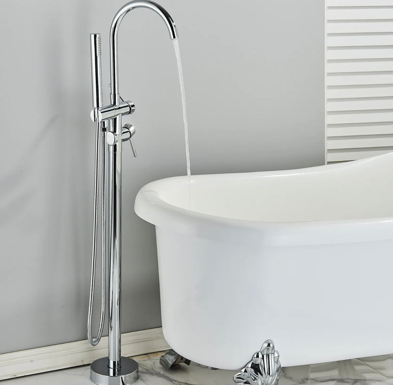 Chrome 2 function cylinder shape tub filler faucet