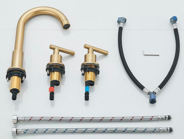 #1484 BRUSHED GOLD WIDESPREAD 8-INCH WATERFALL VANITY FAUCET