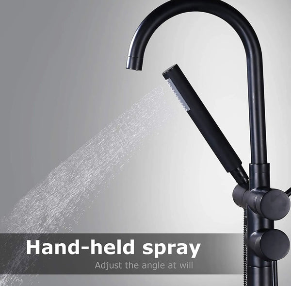 #1610 Matte black 2 function waterfall cylinder shape tub filler faucet