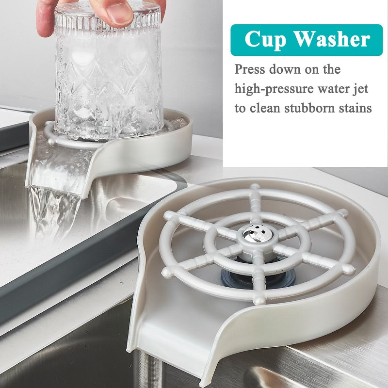 #1543 STAINLESS STEEL KITCHEN SINK COMBO WITH TAP WATER PULL-OUT FAUCET + PURIFIED WATER FAUCET, GLASS RINSER & MULTIPLE ACCESSORIES 31.5”