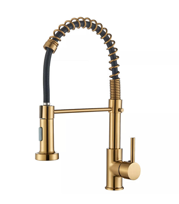 #1585 GOLD PULL-DOWN KITCHEN FAUCET WITH DUAL SPRAY HEAD