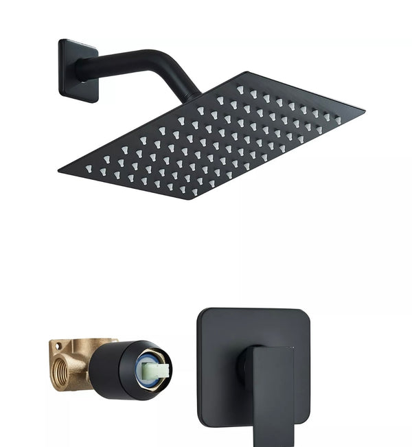 #1043 8-INCH MATTE BLACK SINGLE FUNCTION SHOWER SET