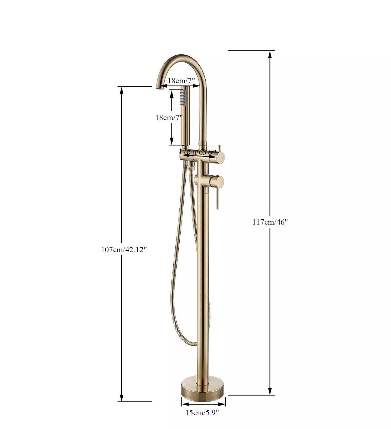 #1615 BRUSHED GOLD FREESTANDING TUB FILLER FAUCET
