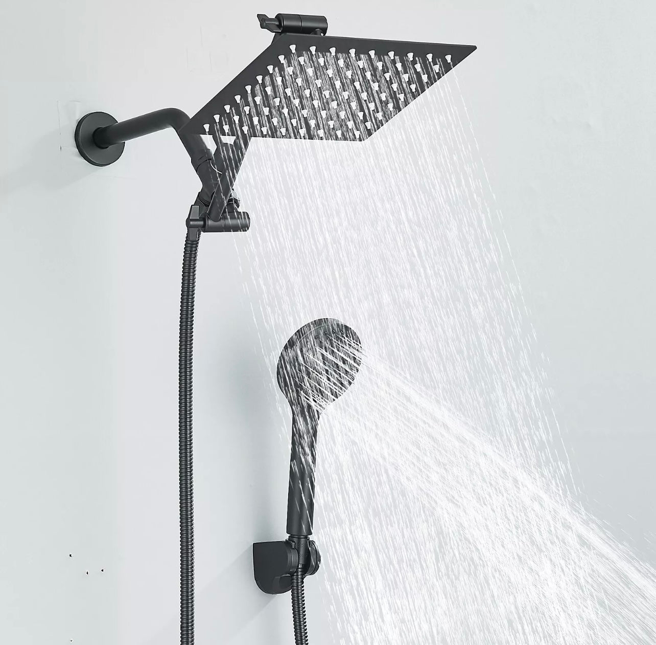 #1044 8-Inch Matte Black Showerhead Kit with Handheld Shower