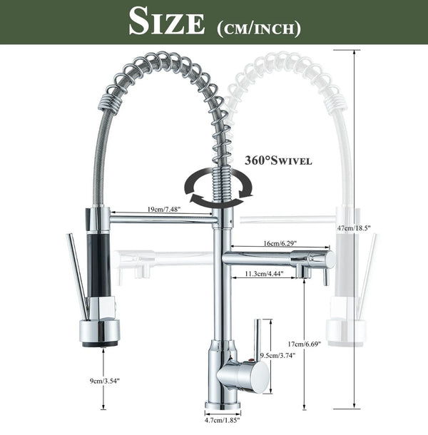 #1598 CHROME SPRING 2 FUNCTION KITCHEN FAUCET