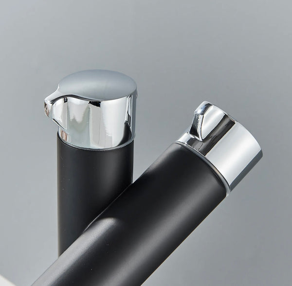 #1431 MATTE BLACK WITH 2 CHROME KNOBS WATERFALL VANITY FAUCET