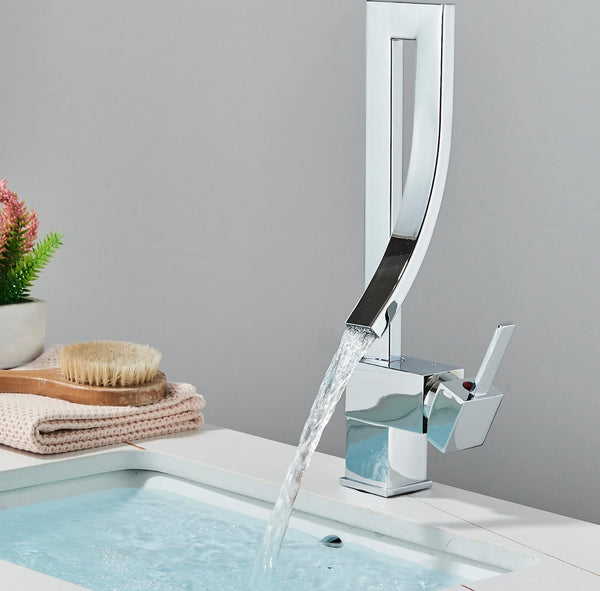 #1478 CHROME HIGH ARC WATERFALL VANITY FAUCET